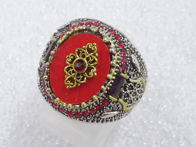 JAPANESE KIMONO / ANTIQUE COLORED STONE RING (SIZE 13.5)